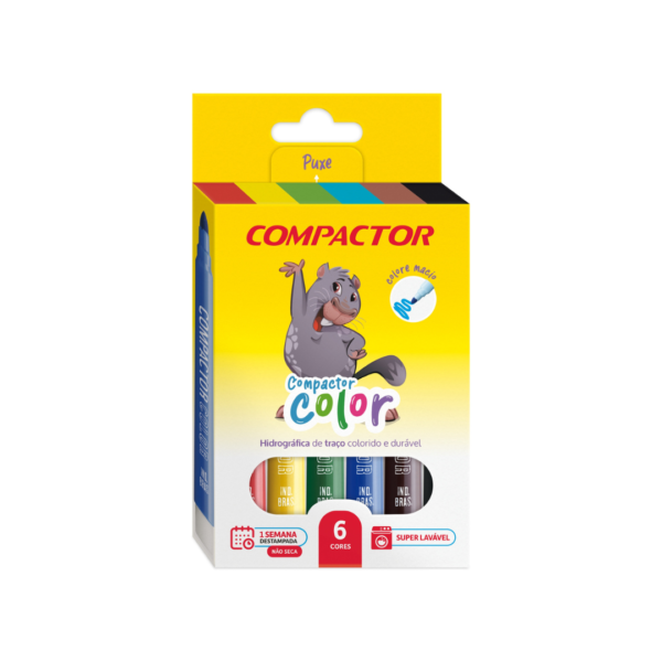 Marcador Color Grosso 6 Cores- Compactor
