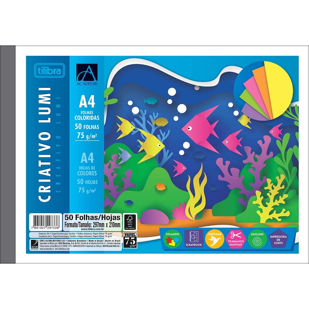 Bloco Papel Criativo A4 Lumi Neon 75g 50fls- Tilibra