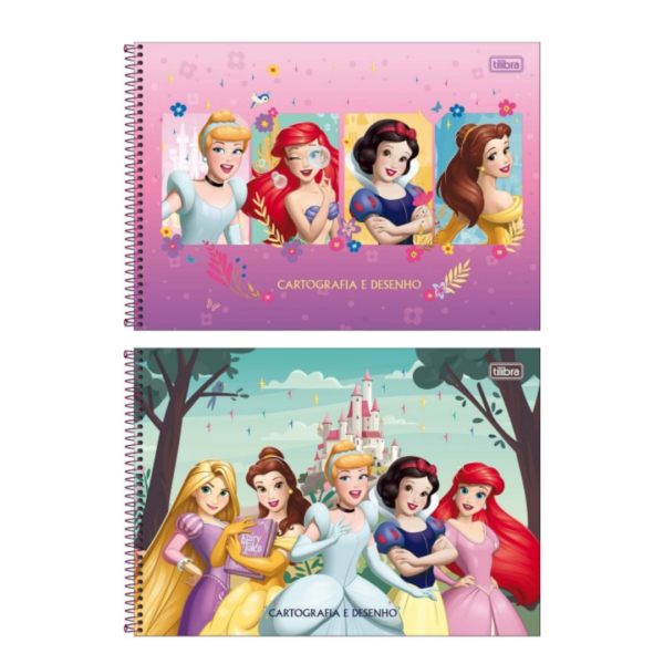 Caderno de Desenho e Cartografia Princesas 80fls- Tilibra