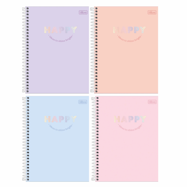 Caderno Espiral Universitário Capa Dura 20 Matérias Happy 320fls- Tilibra