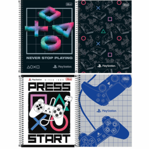 Caderno Espiral Capa Dura Universitário 10 Matérias Play Station 160fls- Tilibra