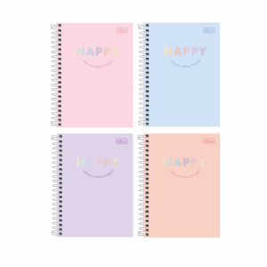 Caderneta Espiral Capa Dura 1/4 Happy 80Fls- Tilibra
