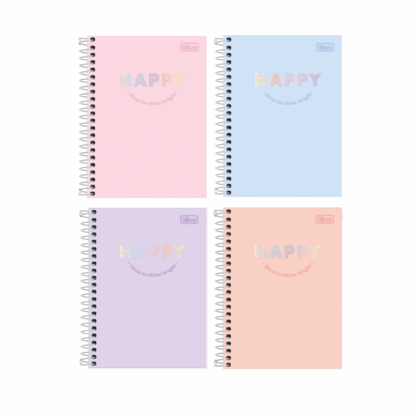 Caderneta Espiral Capa Dura 1/4 Happy 80Fls- Tilibra