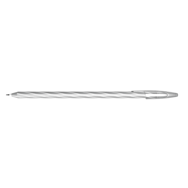 Caneta Esferográfica Cis Spiro 0.7 mm Corpo Metalizada Prata Tinta azul