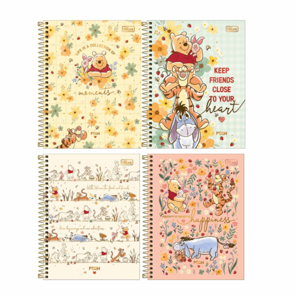Caderno Espiral Colegial 10 Matérias Pooh 160fls- Tilibra