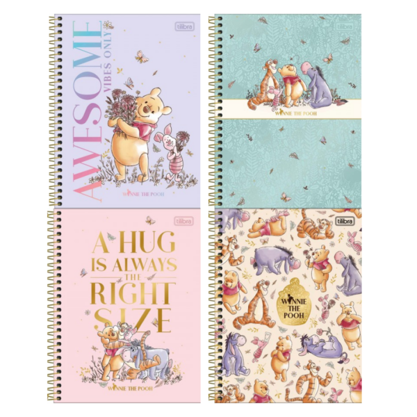 Caderno Espiral Capa Dura Universitário 10 Matérias Ursinho Pooh 160fls- Tilibra Connect