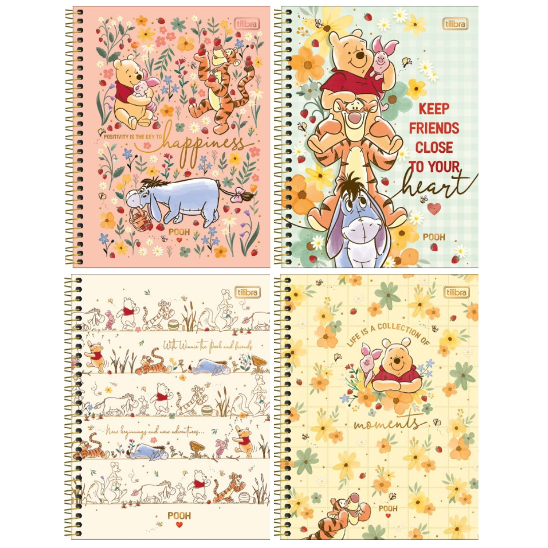 Caderno Espiral Capa Dura Universitário 10 Matérias Ursinho Pooh 160fls- Tilibra Connect