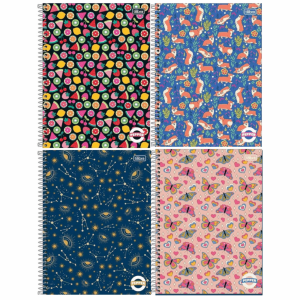 Caderno Espiral Universitário Capa Dura 16 Matérias Pepper Feminino 256fls- Tilibra