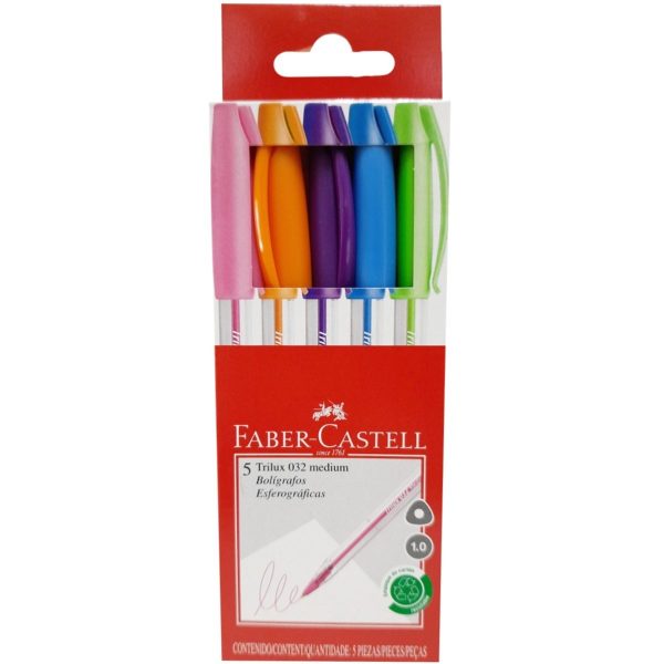 Kit Caneta Esferográfica Triangular Trilux 5 Cores 1,00mm- Faber-castell - Imagem 2