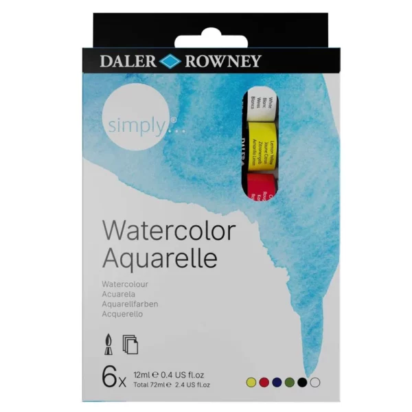 Tinta Aquarela em Tubo Simply - Estojo c/ 06 Cores de 12ml
