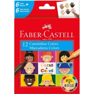 Caneta Hidrográfica Caras e Cores com 12 Cores- Faber Castell