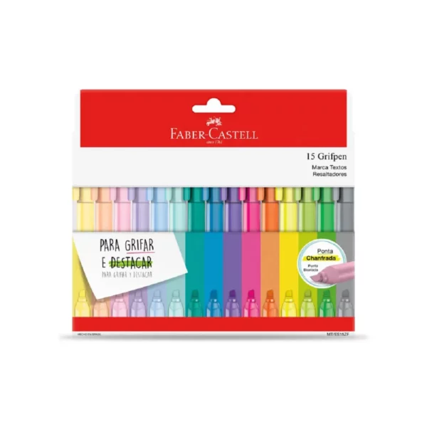 Kit Marca Texto Grifpen c/15 Cores- Faber Castell