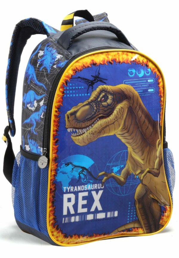 Mochila Escolar de Costas Reforçada Dinossauro Azul/ Verde- Seanite