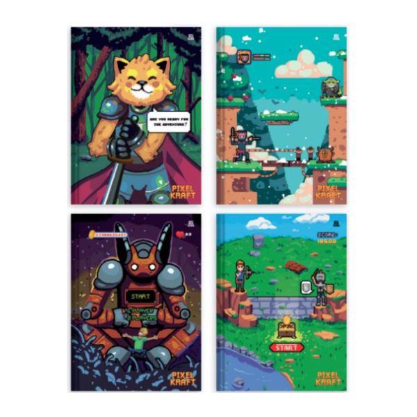 Caderno Brochura Pixel Kraft 80fls- Animativa