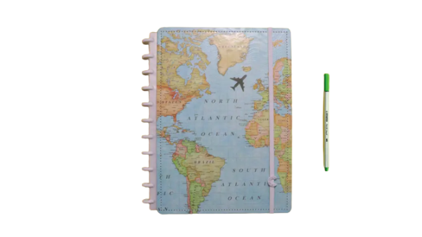 Caderno Inteligente By Go Case Mapa Mundi Azul Grande A4