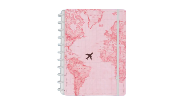 Caderno Inteligente By Go Case Mapa Mundi Rosa Grande A4