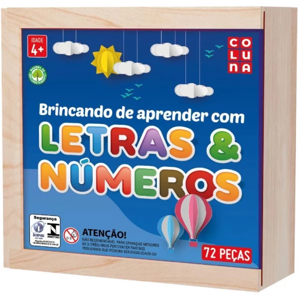 Brincando de Aprender Letras e Números 72 pçs- Coluna