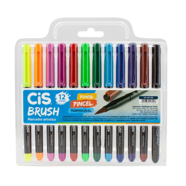 Kit Caneta Brush 12 Cores- CIS