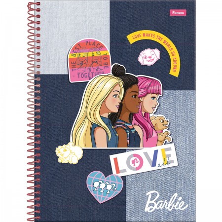 Caderno Universitário Espiral Barbie 80fls - Foroni - Livraria e