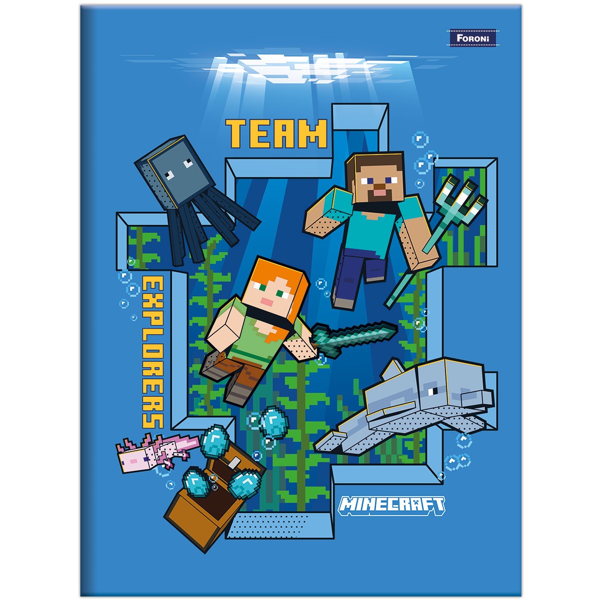 Caderno Brochura Capa Dura 1/4 Minecraft 48fls- Foroni - Imagem 3