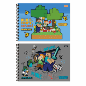 Caderno de Desenho Capa Dura Espiral 80fls Minecraft- Foroni