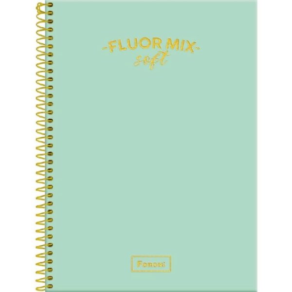 Caderno Colegial 10 Matérias Fluor Mix Soft Verde Água- Foroni