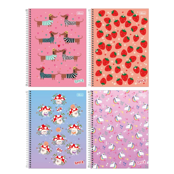 Caderno Espiral Universitário Capa Dura 20 Matérias Spice Feminino 320fls- Tilibra