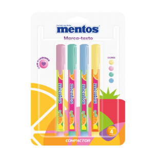 Kit Marca Texto Mentos Fruit 4 Cores- Compactor