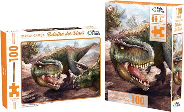 Quebra-Cabeça Batalha dos Dinos 100 Peças- Pais&Filhos - Imagem 2