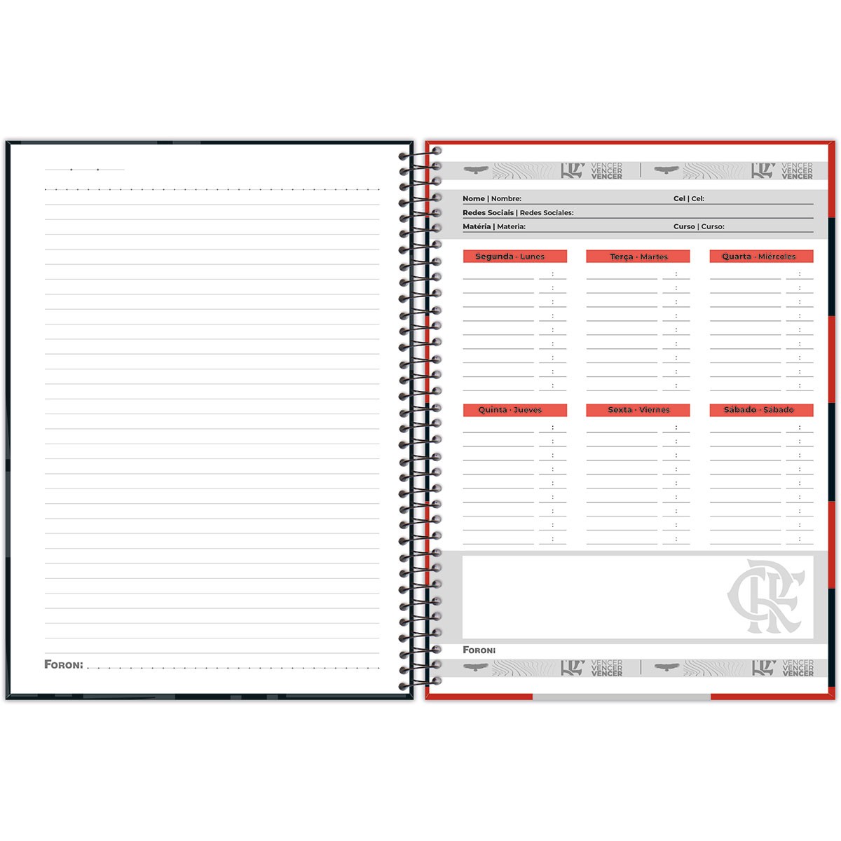 Caderno Universitário Espiral 10 Matérias Flamengo 80fls- Foroni - Imagem 6