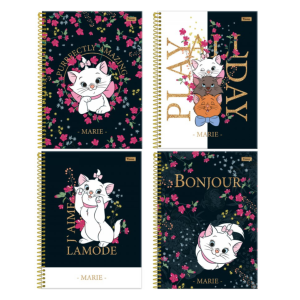 Caderno Espiral 10 Matérias Gatinha Marie 80fls- Foroni