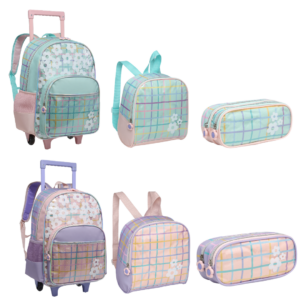 Kit Mochila de Rodinhas/Lancheira/Estojo e Garrafa Soul Shine- Nova Rio
