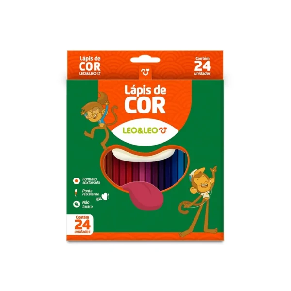 Lápis de Cor Sextavado 24 Cores- Leo e Leo