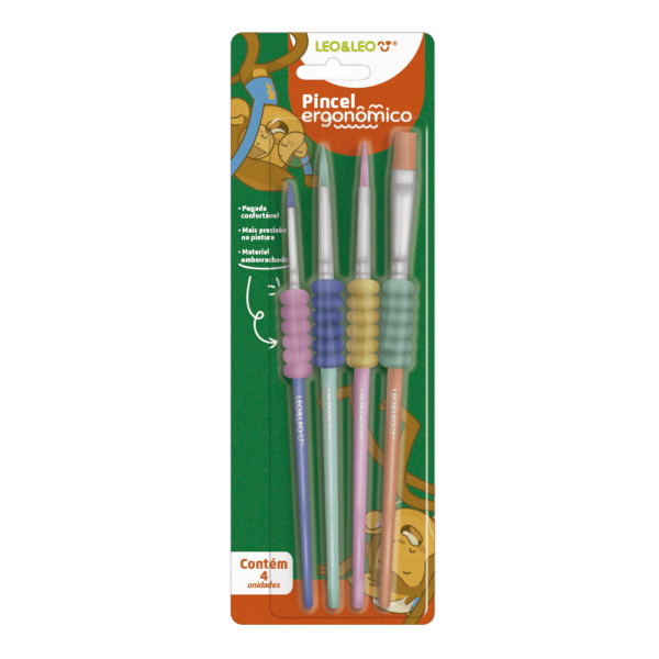 Kit Pincel Ergonômico 4 Unidades- Leo e Leo - Imagem 2