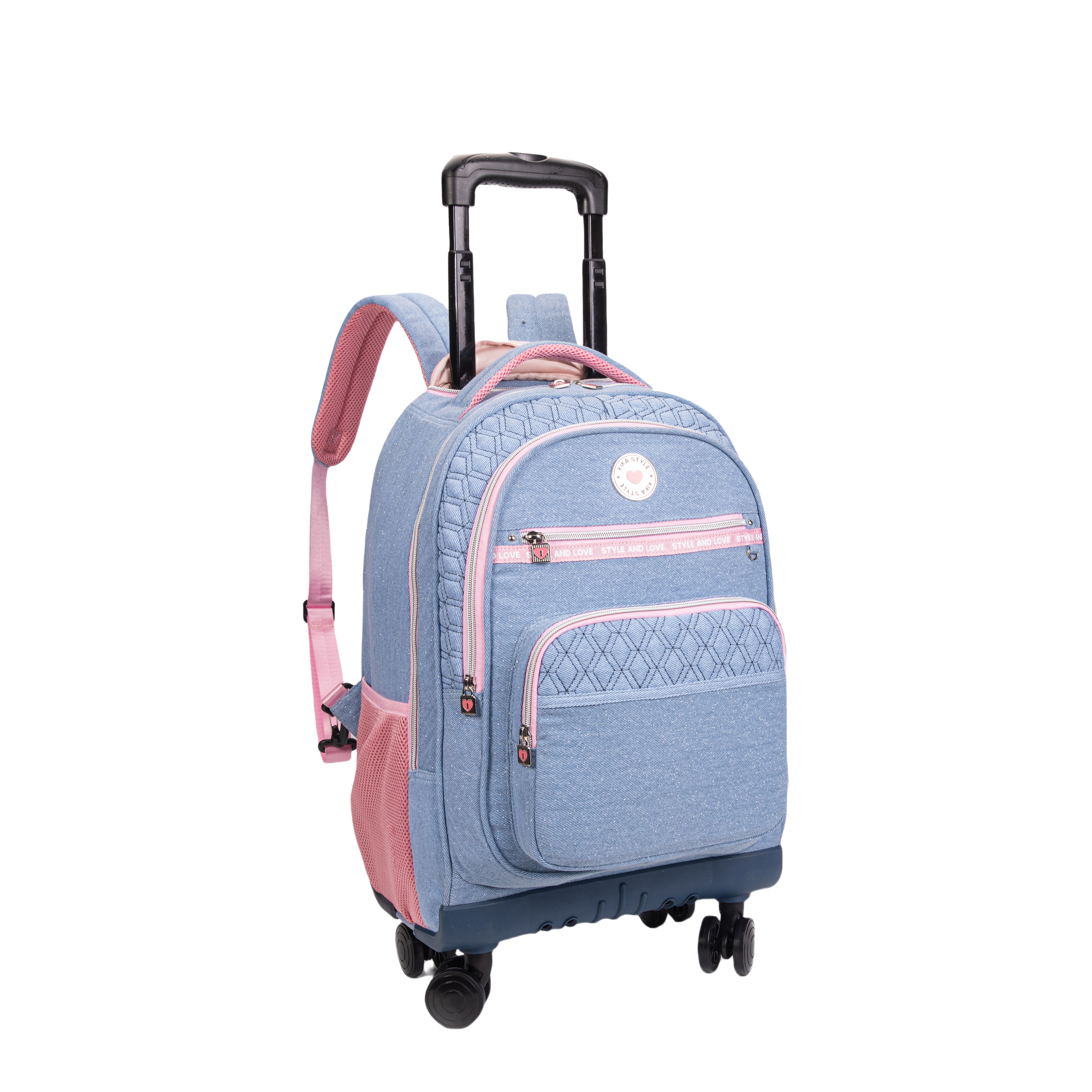 Mochila de Rodinhas 360° Jeans KK2577 Cores- Kika – Livraria e