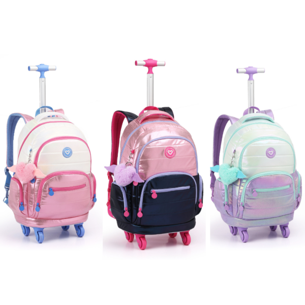 Mochila de Rodinhas Grande Color UP Holográfica Cores- Seanite