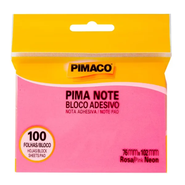 Bloco Adesivo 76mmX102mm Rosa Neon 100fls-Pimaco