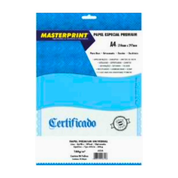 Papel Especial Premium Diplomata Liso Azul Bebê 180g- Masterprint