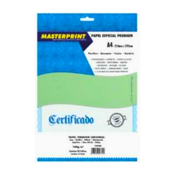 Papel Especial Premium Diplomata Liso Verde Claro 180g- Masterprint