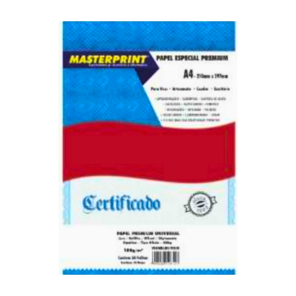 Papel Especial Premium Diplomata Liso Vermelho 180g- Masterprint