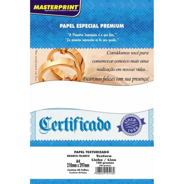 Papel Especial Premium Texturizado Linho 180g- Masterprint