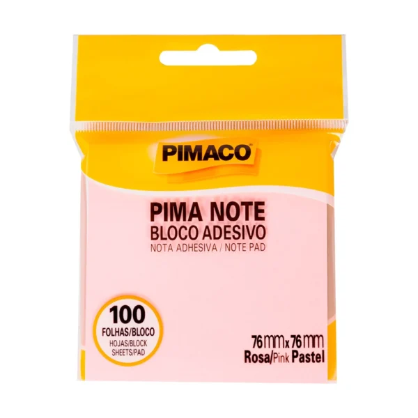 Bloco Adesivo Rosa Pastel 76mmX76mm 100fls- Pimaco