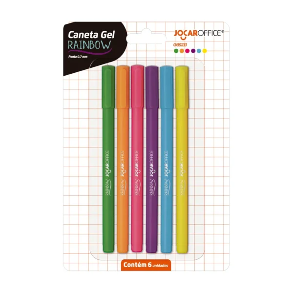 Kit de Caneta Gel Rainbow 0,7mm 6 Cores- Jocar Office