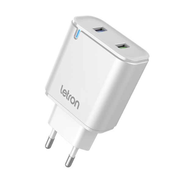 Carregador de Parede 2 Entradas USB Branco- Letron