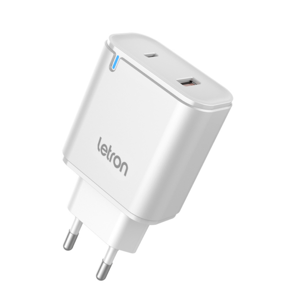 Carregador de Parede 2 Entradas Tipo C + USB- Letron