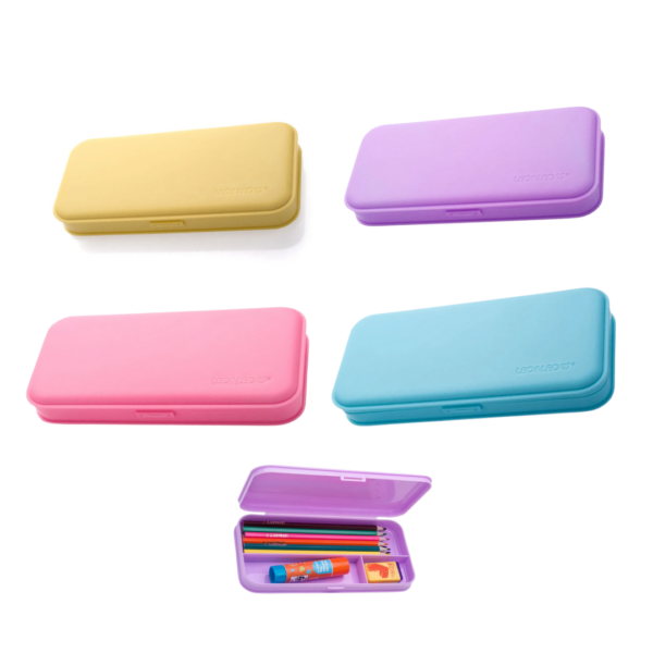 Estojo de Plástico com Divisória Pastel Cores- Leo&Leo