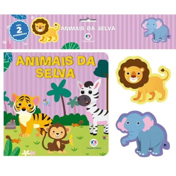 Livro de Banho Emborrachado + Brinquedos: Animais da Selva- Ciranda Cultural