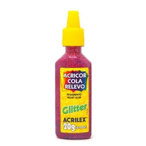 Acricor Cola Relevo Glitter Vermelho 20g- Acrilex