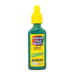 Acricor Cola Relevo Glitter Verde 20g- Acrilex