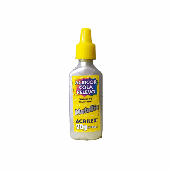 Acricor Cola Relevo Metallic Prata 20g- Acrilex